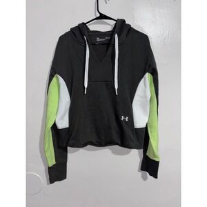 Under Armour Women's Hoodie Crop Pullover Activewear Colorblock Green White LG